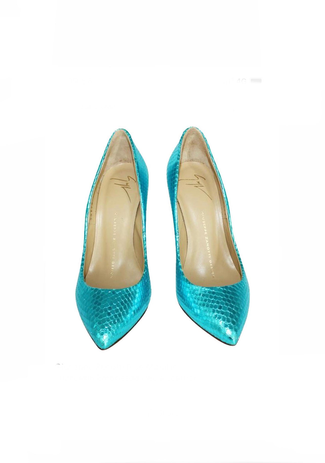 Giuseppe Zanotti Dirty 80 Blue Metallic Snakeskin Heels