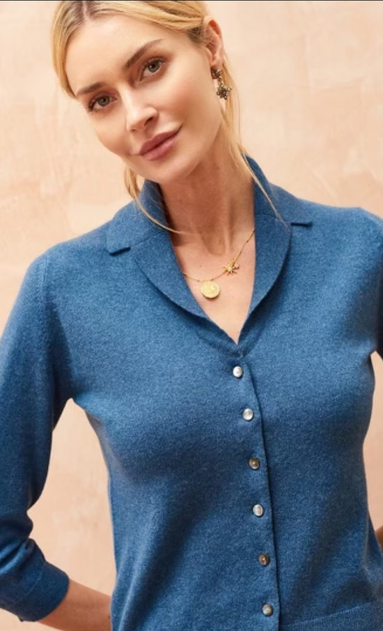 Brora Blue Cashmere Cardigan