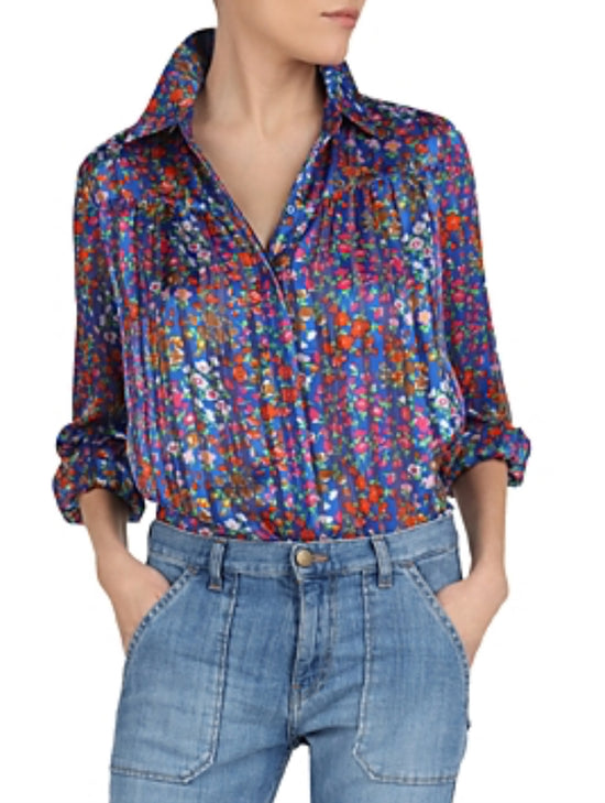 Load image into Gallery viewer, Ba&amp;amp;sh Blue Floral Shirt
