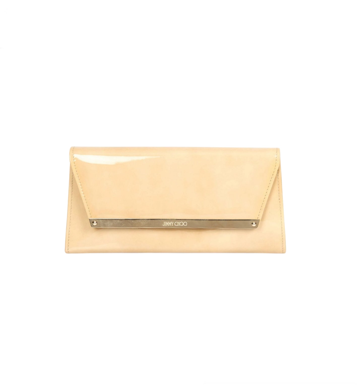 Jimmy Choo Cream Patent Leather Margot Chain Clutch