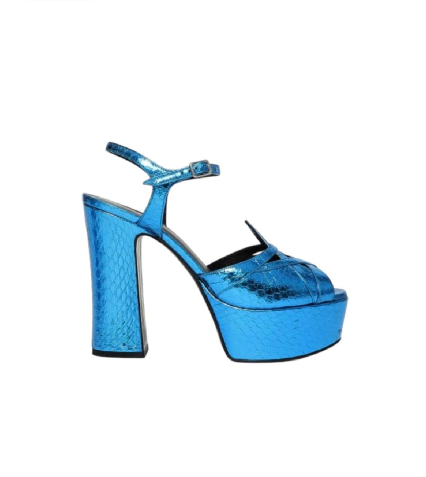 Saint Laurent Metallic Snakeskin Platforms