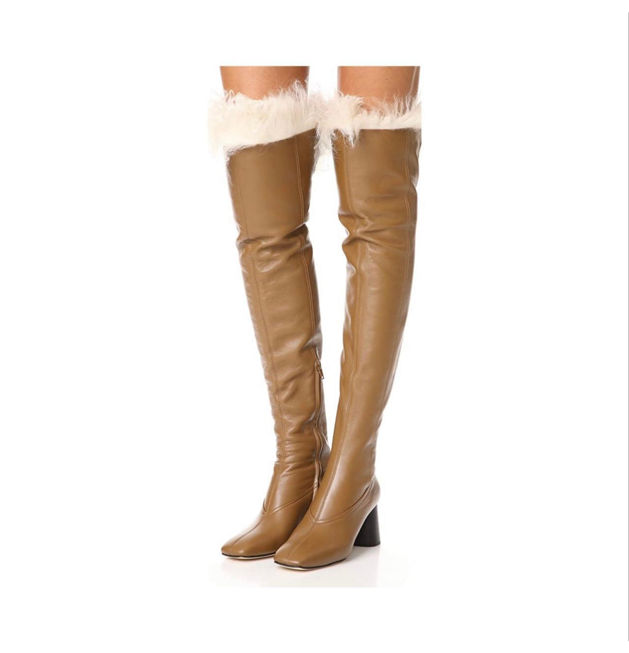 Helmut Lang Shearling Over Knee Boots