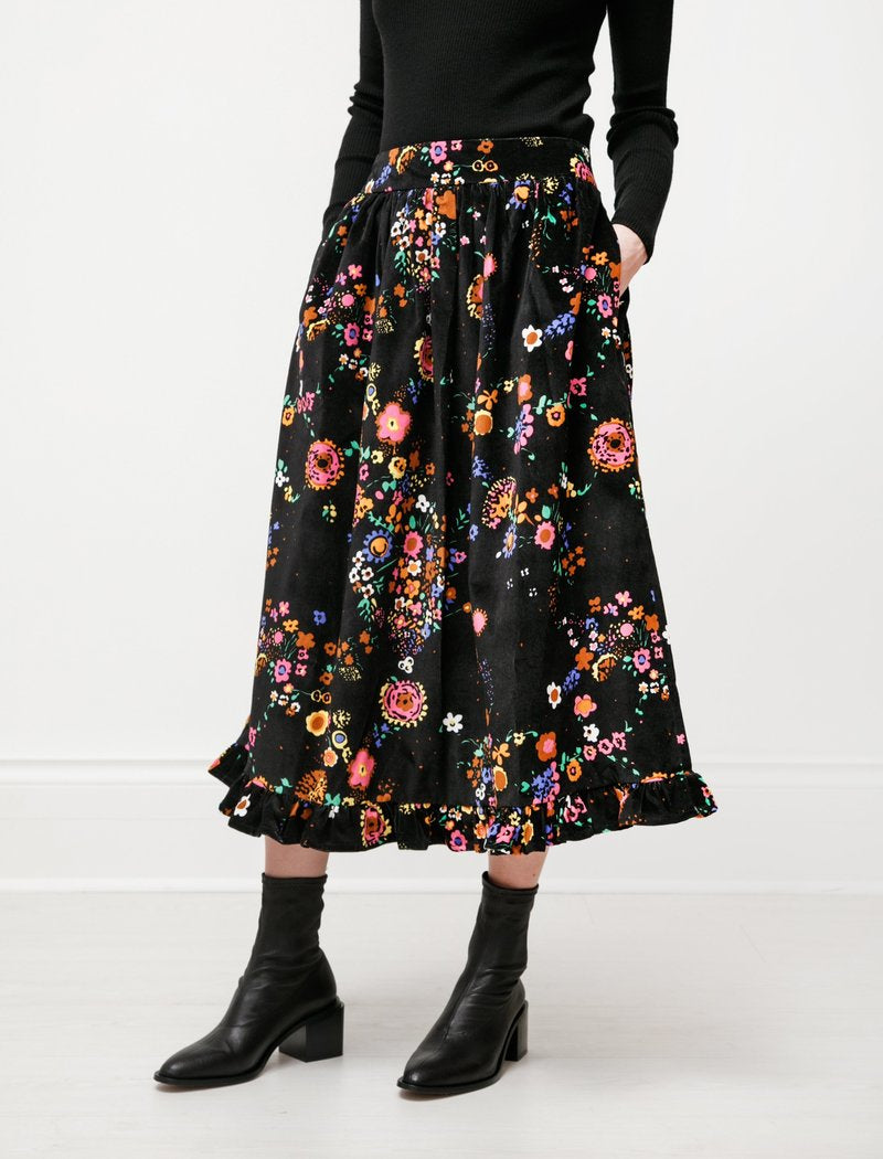 Shrimps Velvet Floral Skirt