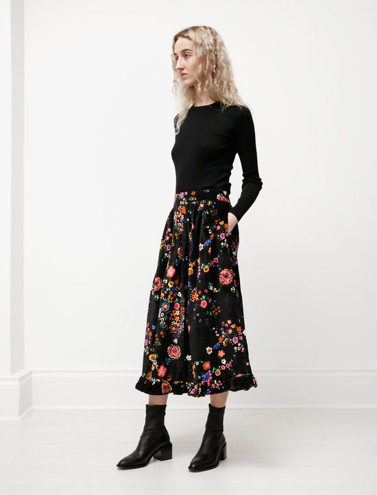 Shrimps Velvet Floral Skirt