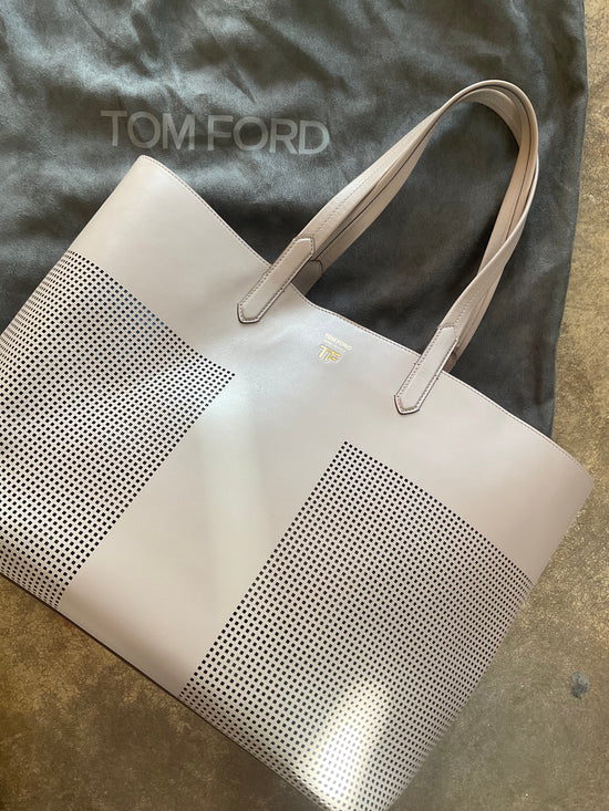 Tom Ford Beige Leather Perforated Tote - as new