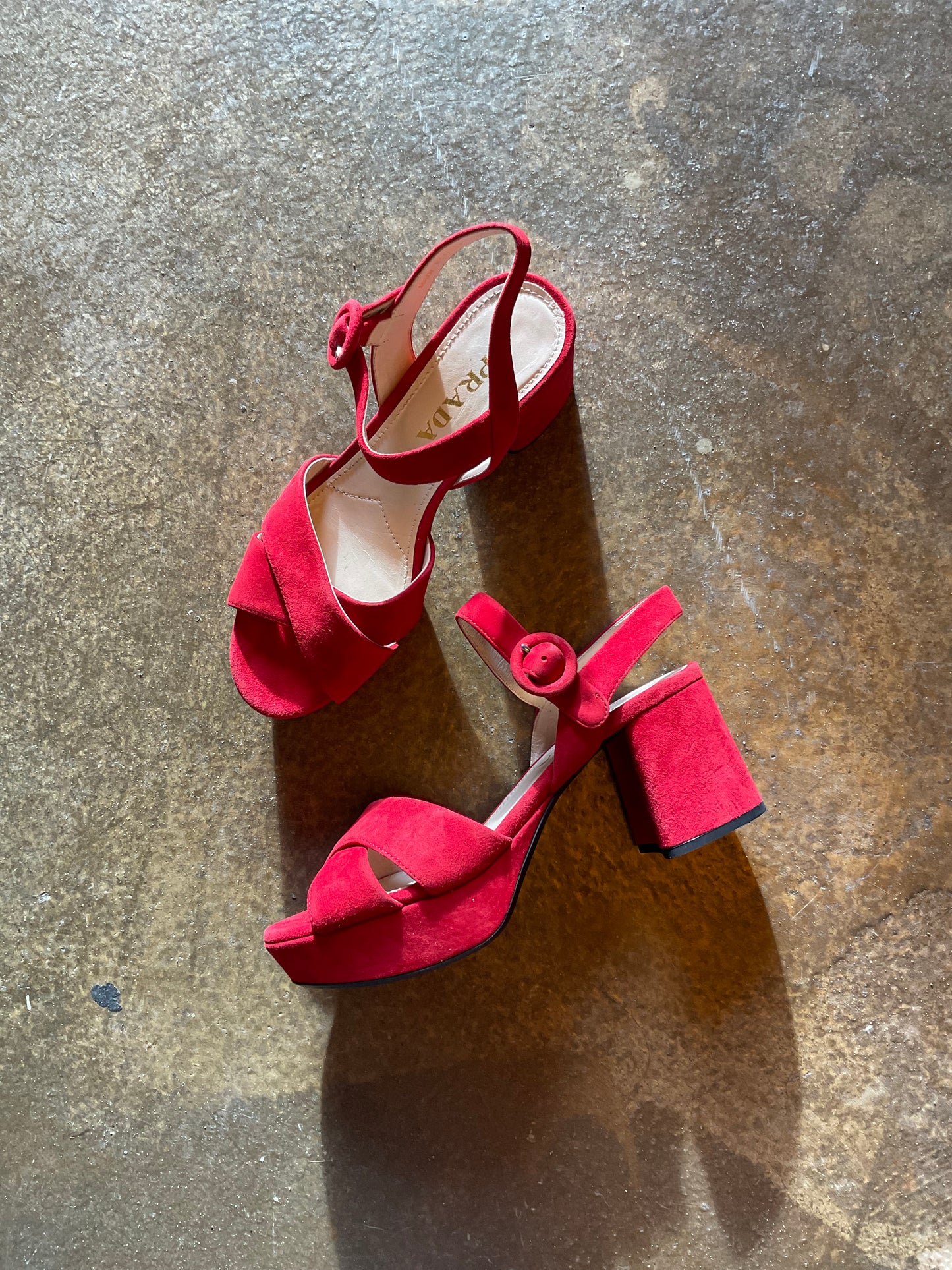 Prada Red Suede Platforms - new