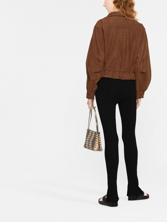 Aeron Black Ribbed Knit Slit Trousers - nwt