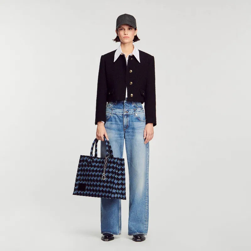 Sandro Kasbah Blue Tweed Tote