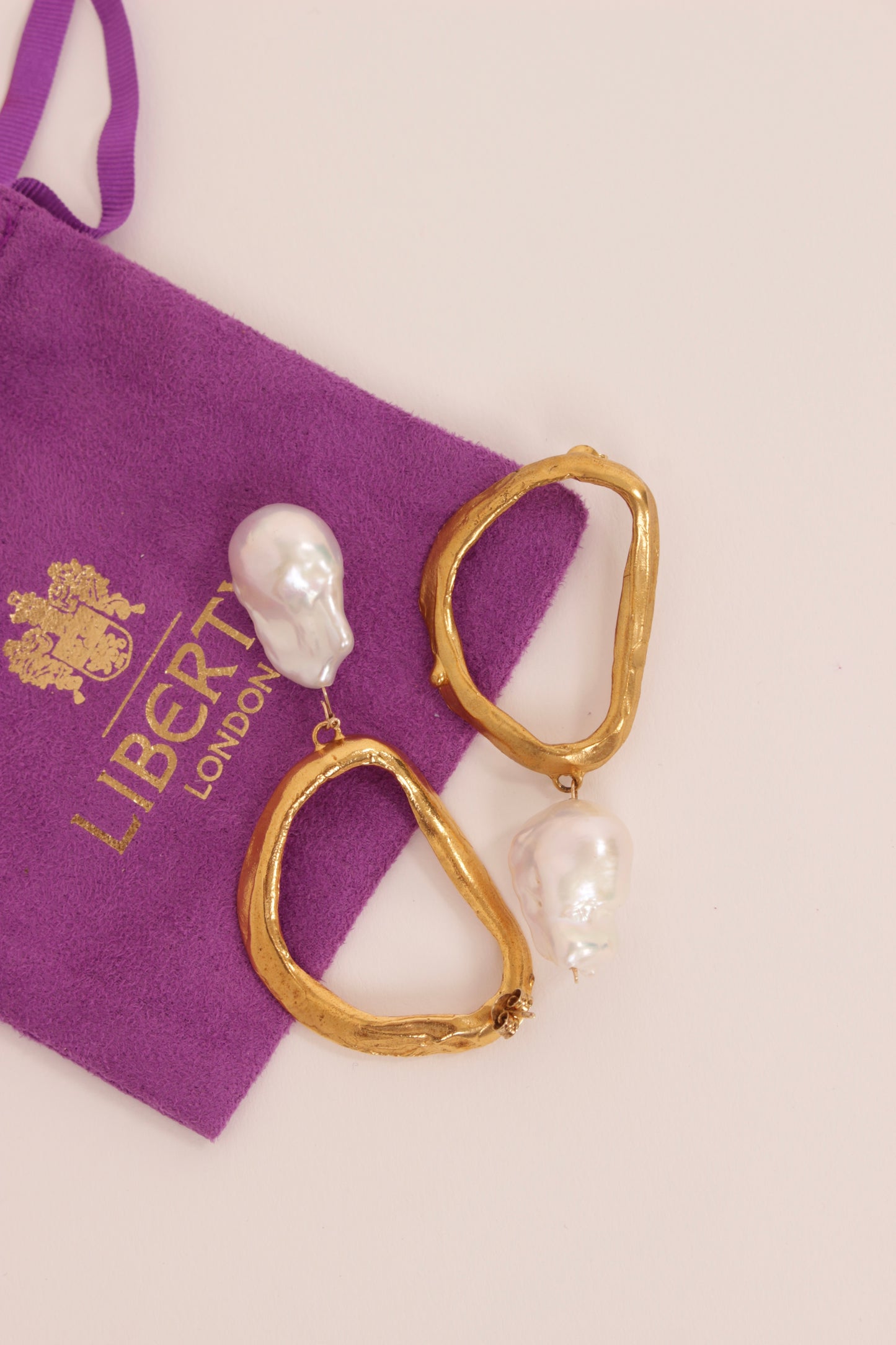 Completed Works Gold Plated Hoop Pearl Drop Earrings