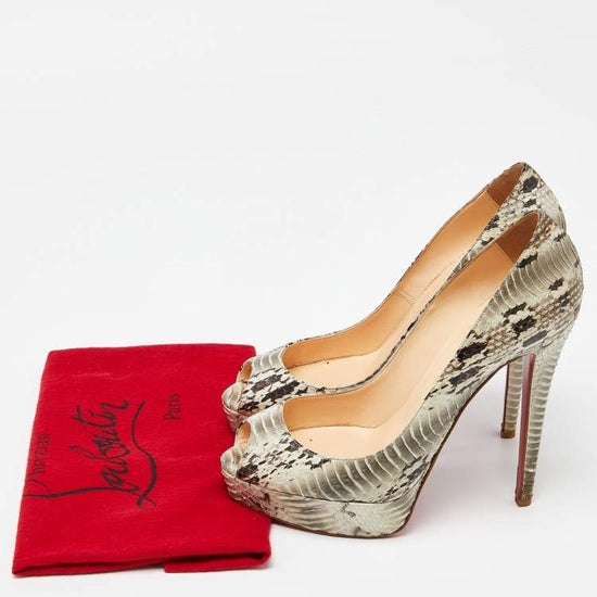 Load image into Gallery viewer, Christian Louboutin Grey Watersnake Heels
