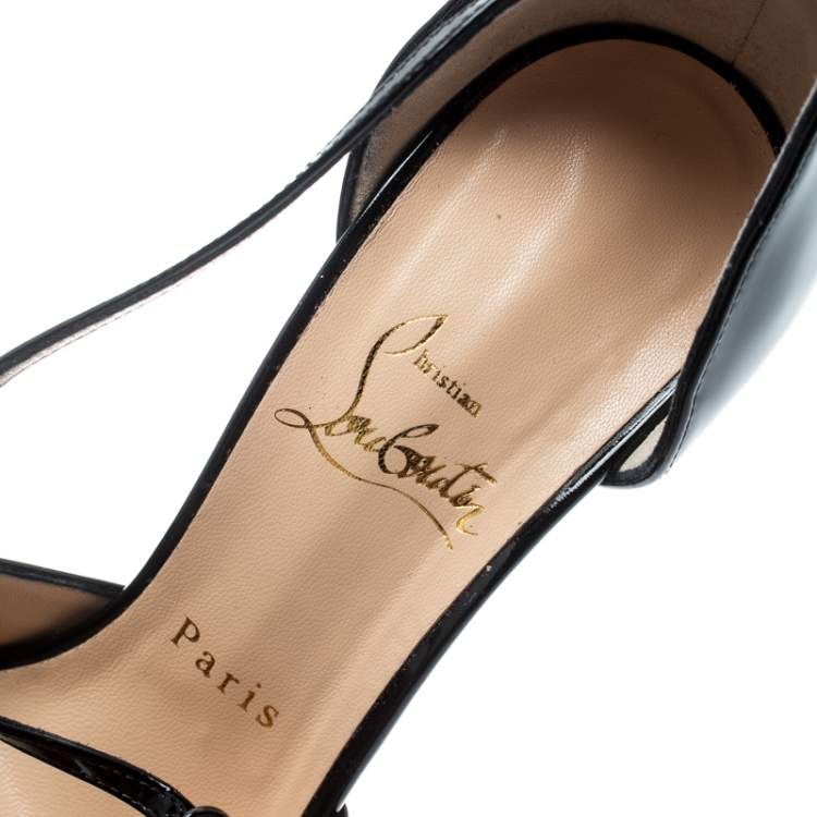 Christian Louboutin Black Patent Grolili Cross-Strap Dórsay Heels