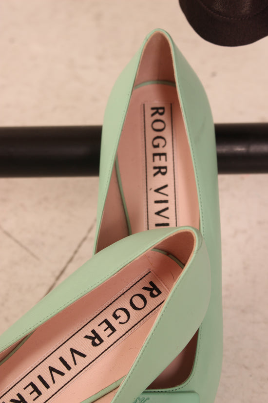 Roger Vivier Green Leather Flats-NEW