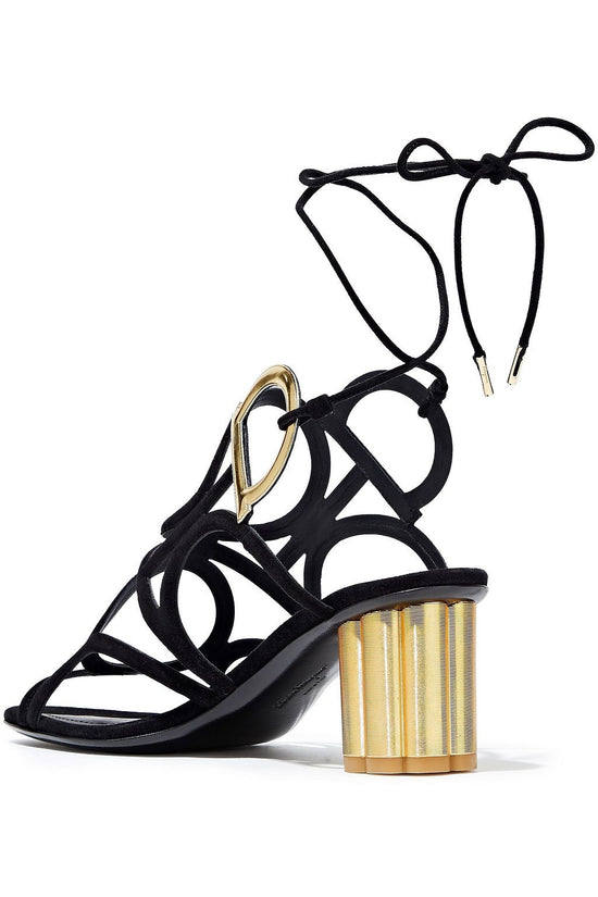 Salvatore Ferragamo Black/Gold Strap Sandals