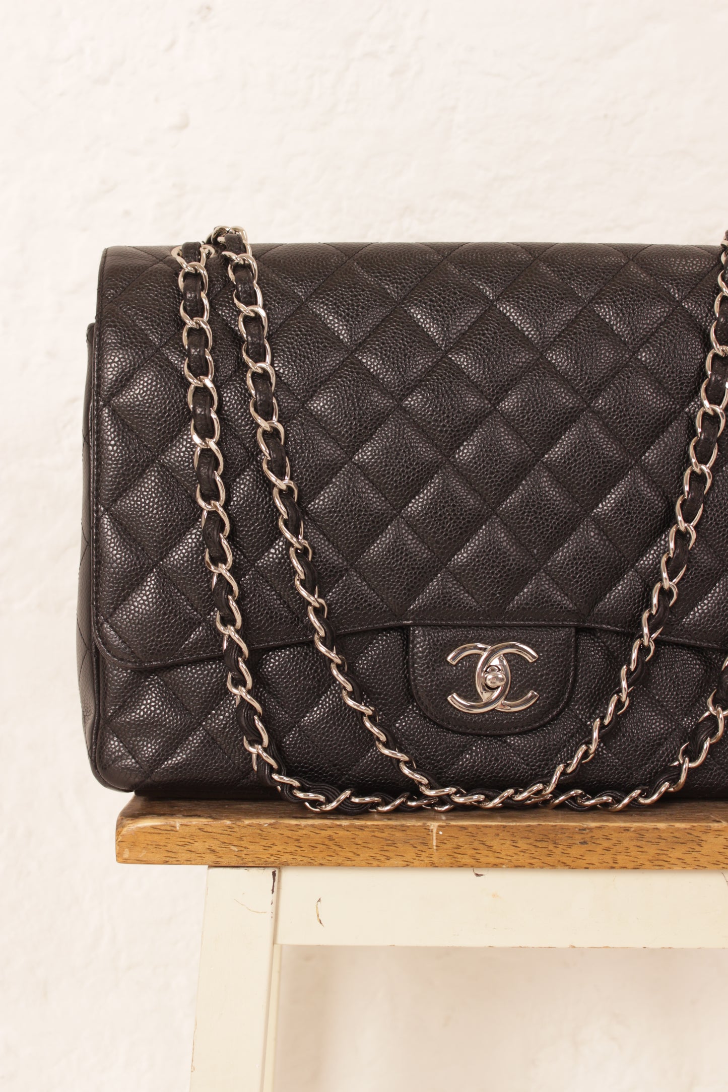 Chanel Black Caviar Maxi Double Flap Bag