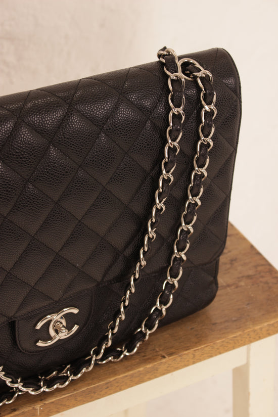 Chanel Black Caviar Maxi Double Flap Bag