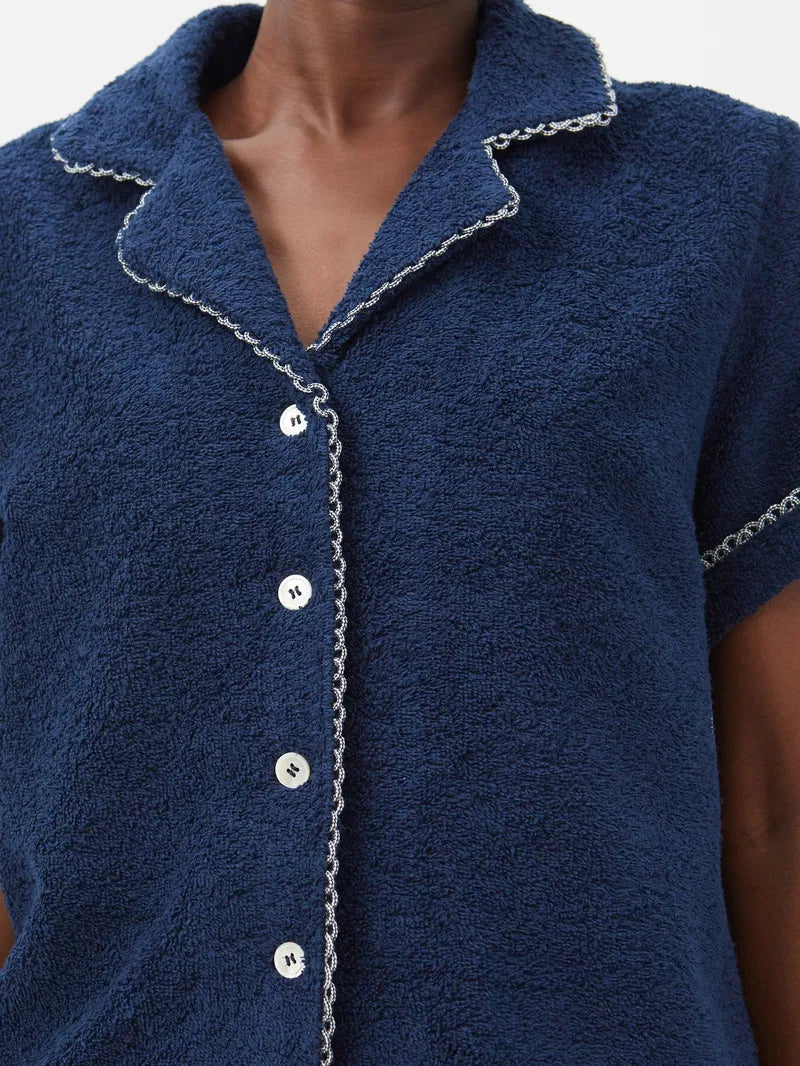 Shrimps Navy Towelling Shirt & Shorts Set