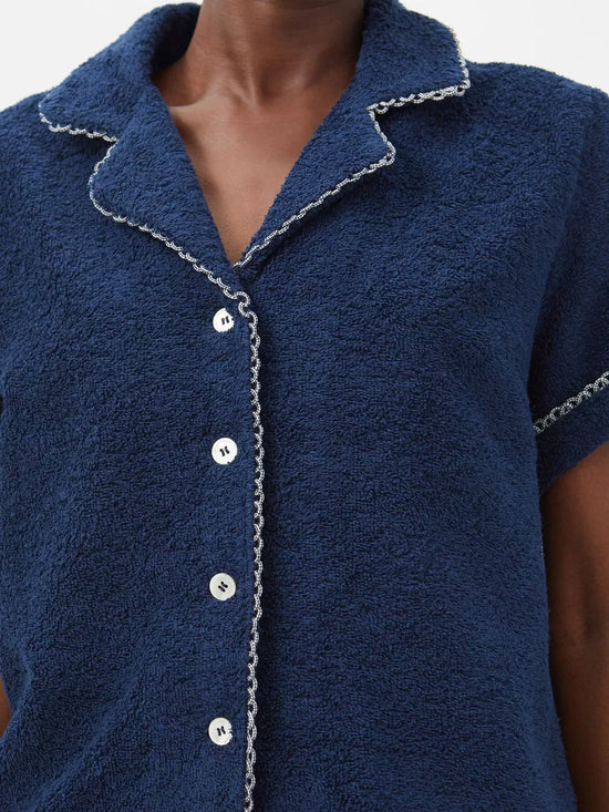 Shrimps Navy Towelling Shirt & Shorts Set