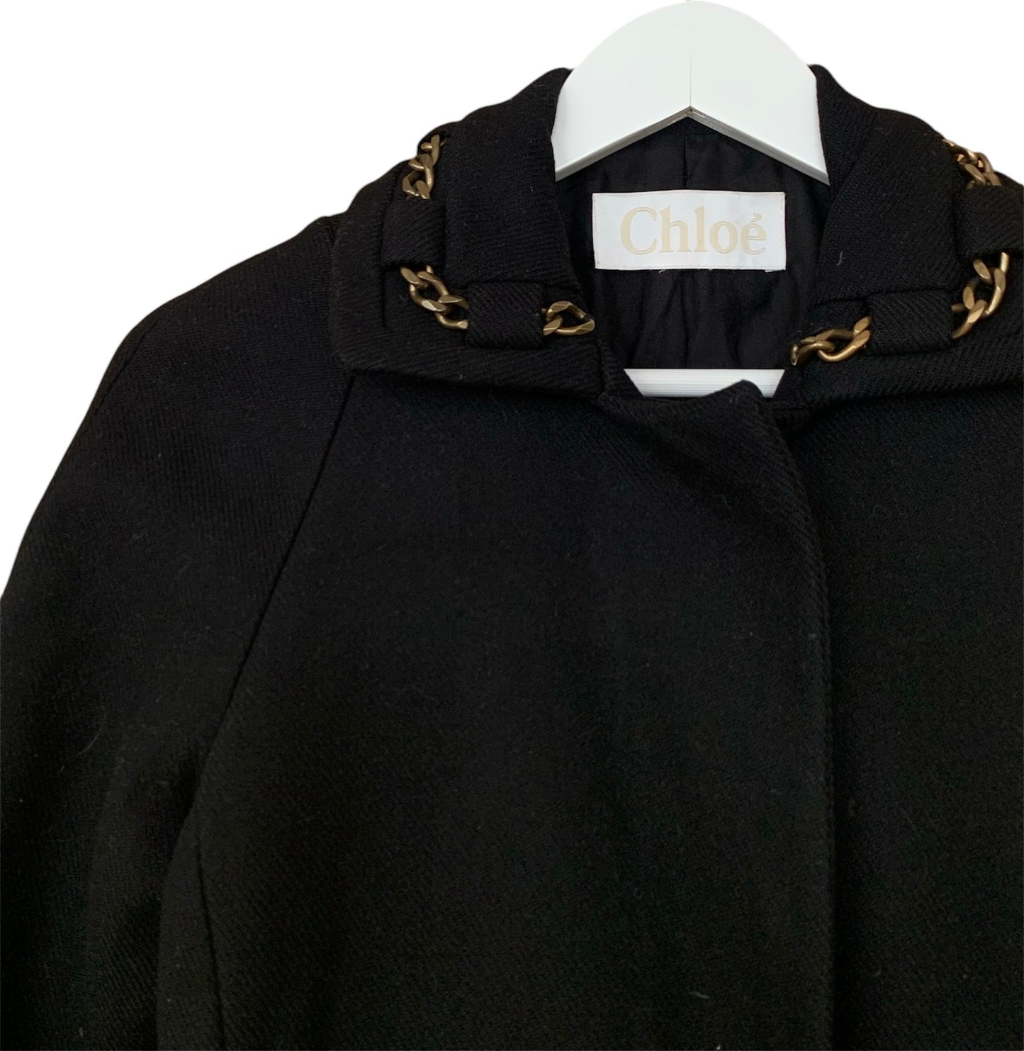 Chloe Gold Chain Embellished Wool Coat