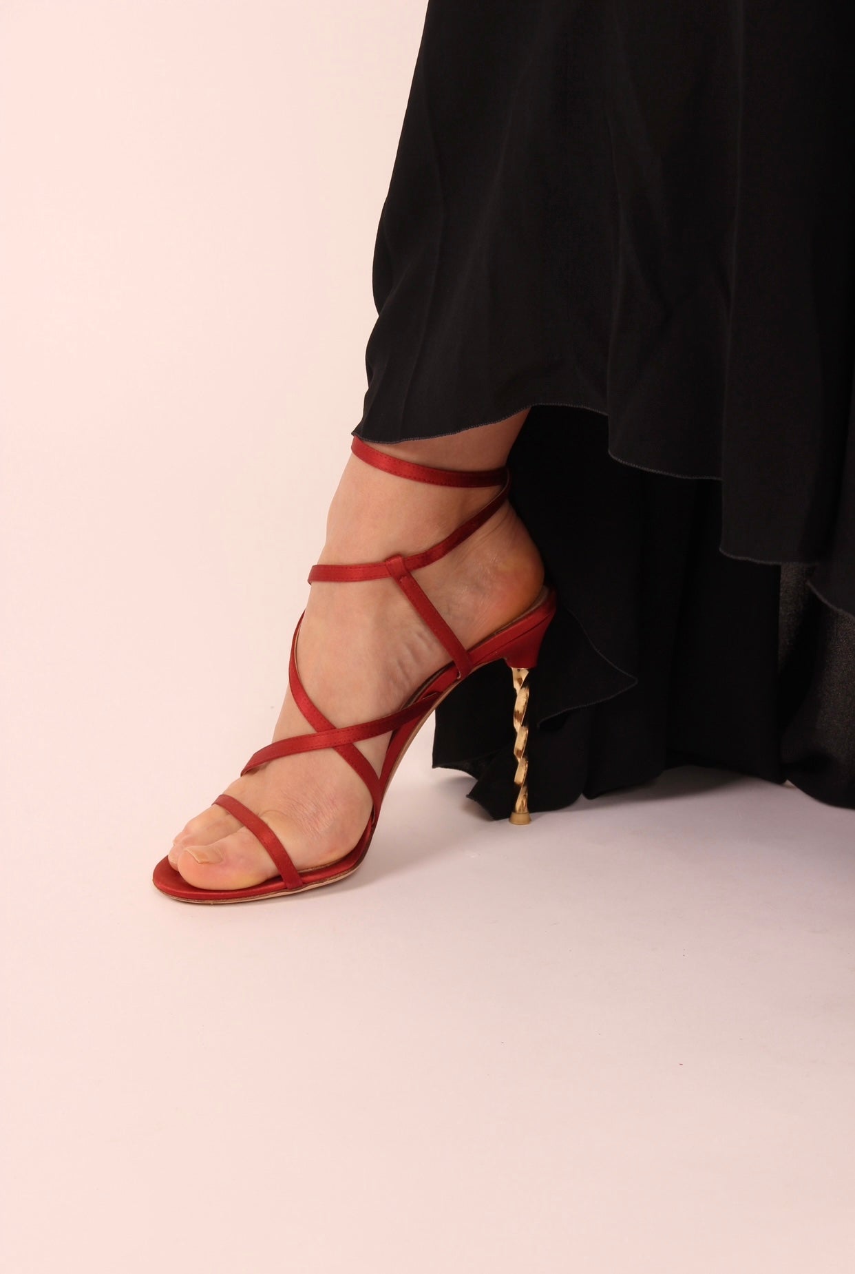 Gianvito Rossi Red Satin Strappy Heels