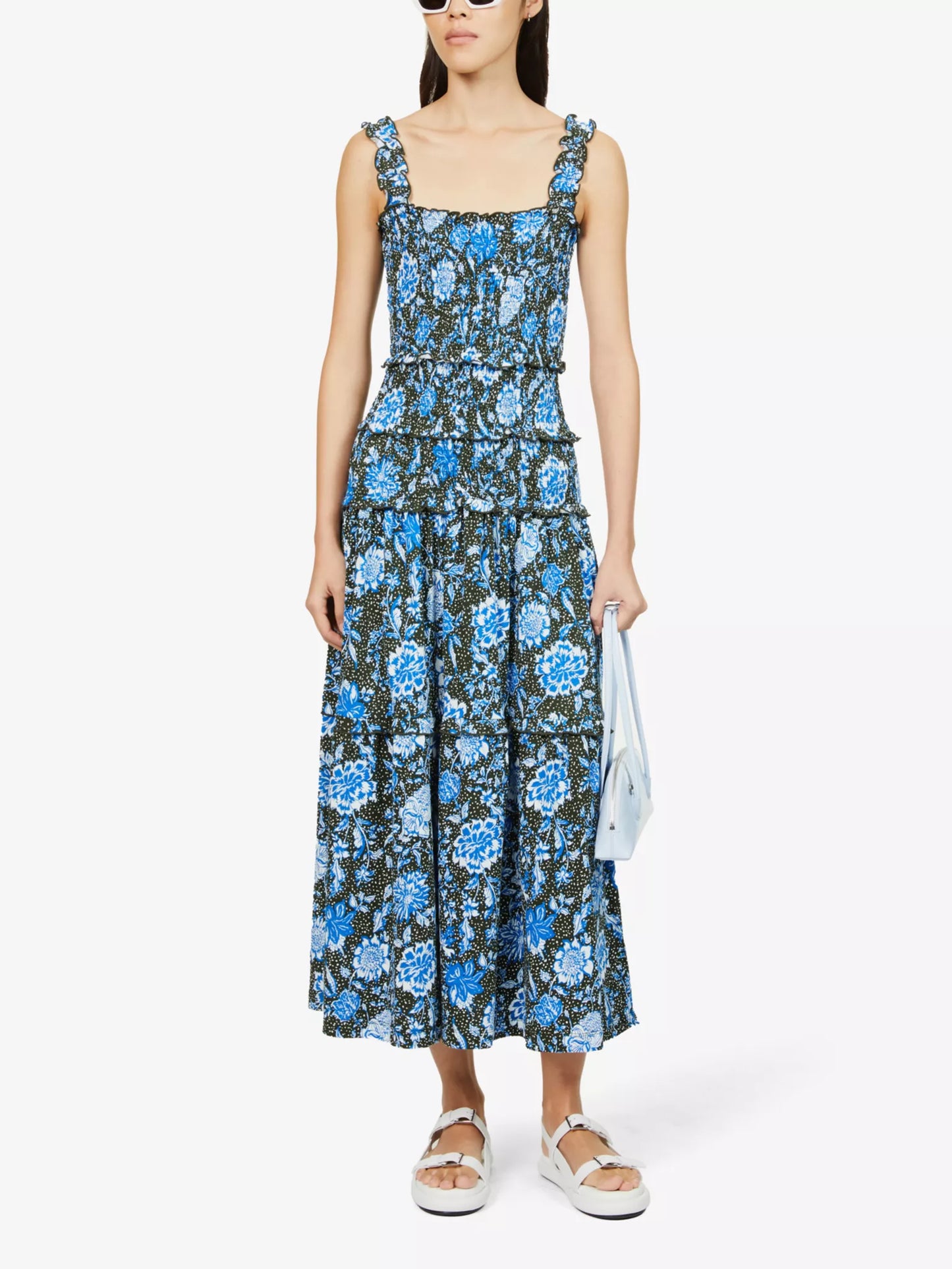 Me + Em Paisley Smock Cotton Midi Dress