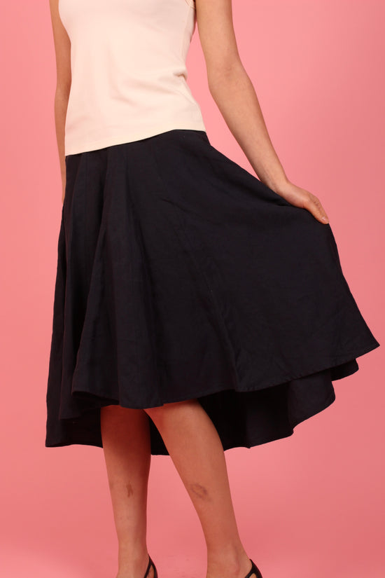 Celine Navy Pleated Skirt