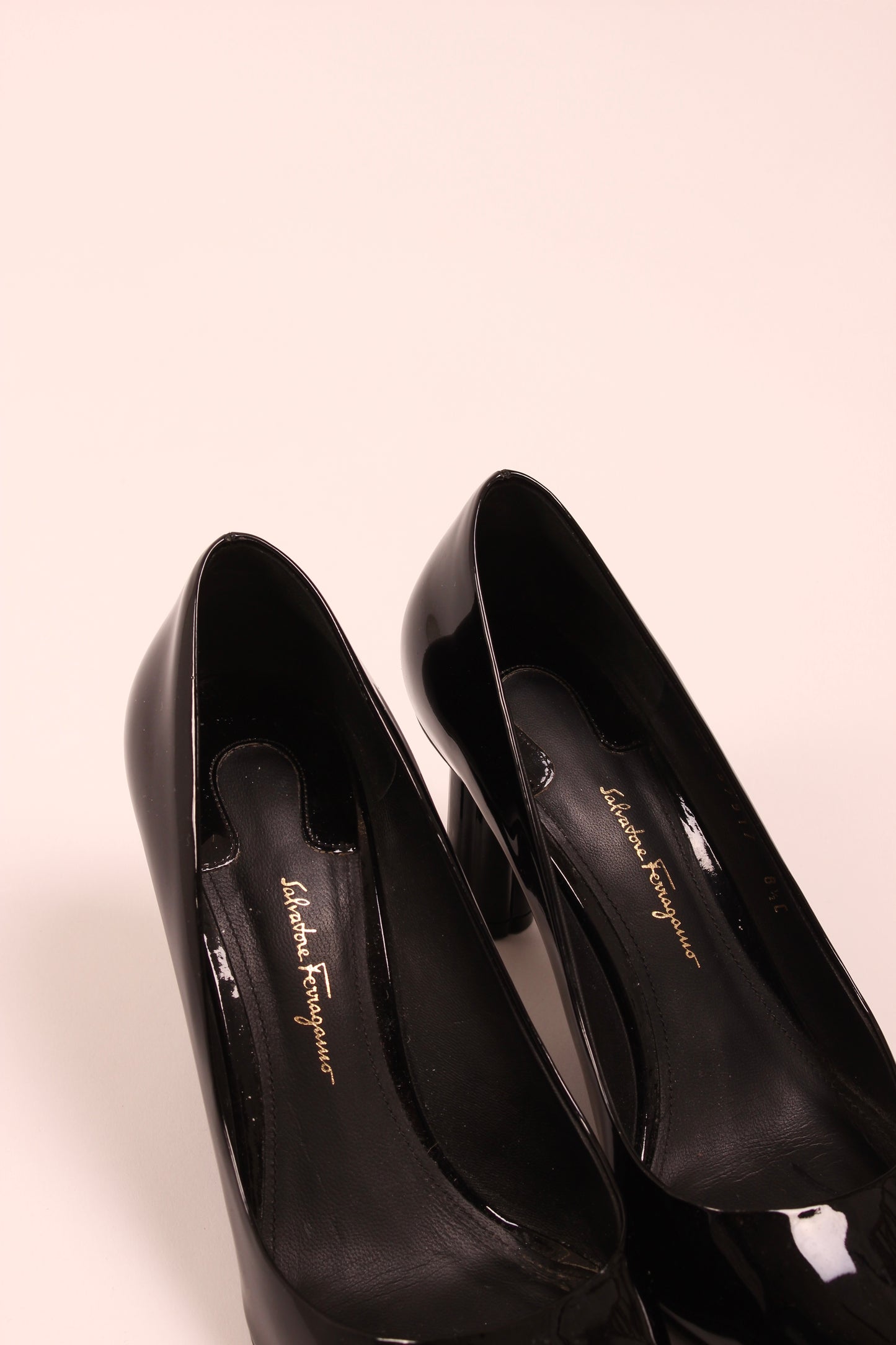 Salvatore Ferragamo Black Patent Heels