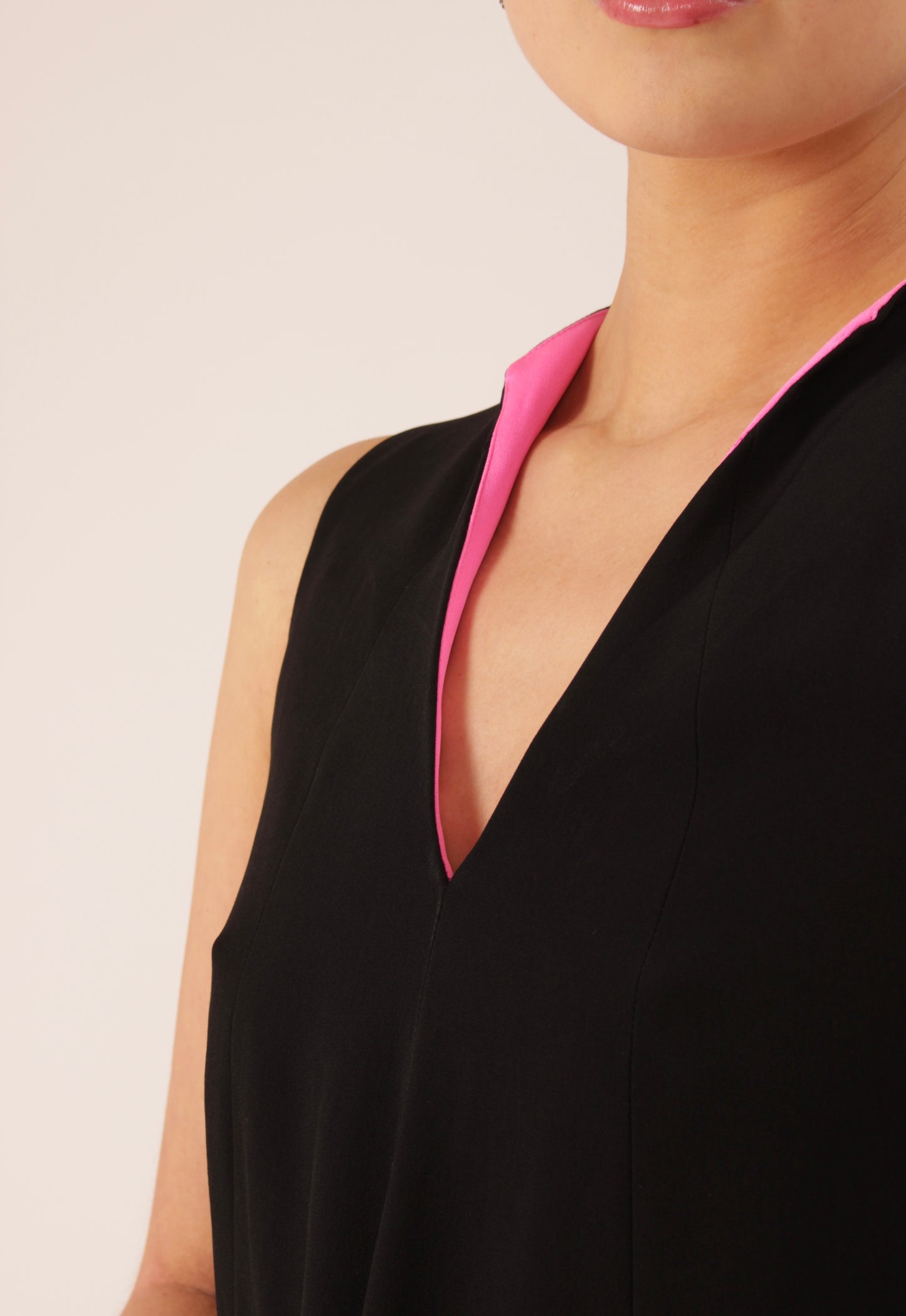 Vintage Alexander McQueen Black & Pink V-Neck Dress