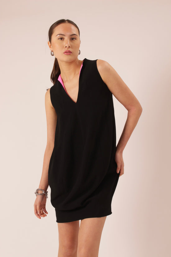 Vintage Alexander McQueen Black & Pink V-Neck Dress