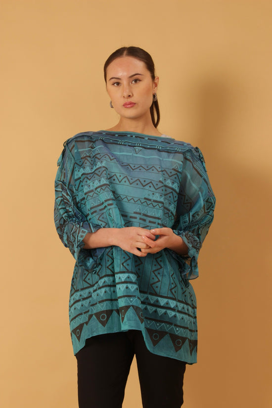 Vintgage Zandra Rhodes Blue Patterned Top