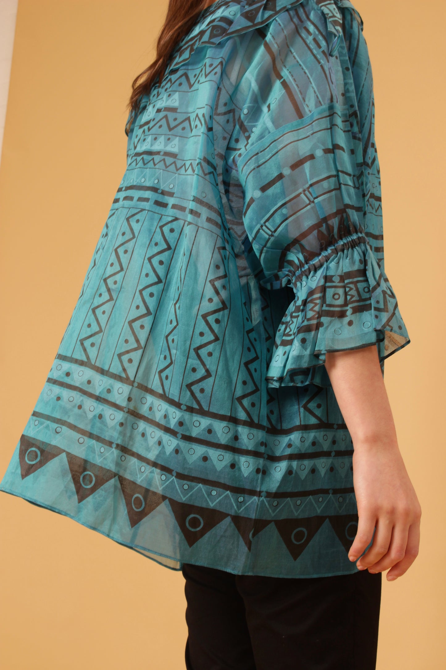 Vintgage Zandra Rhodes Blue Patterned Top