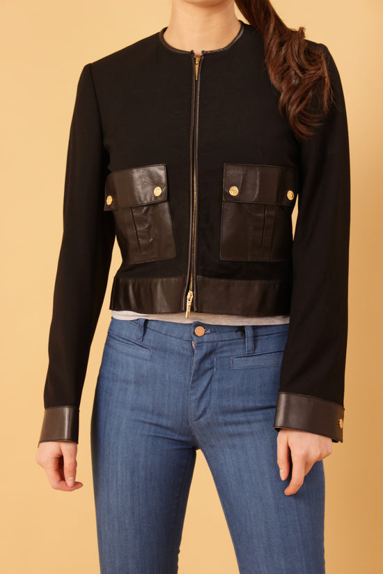 Gucci Tom Ford Era Cropped Black Leather Pocket Jacket