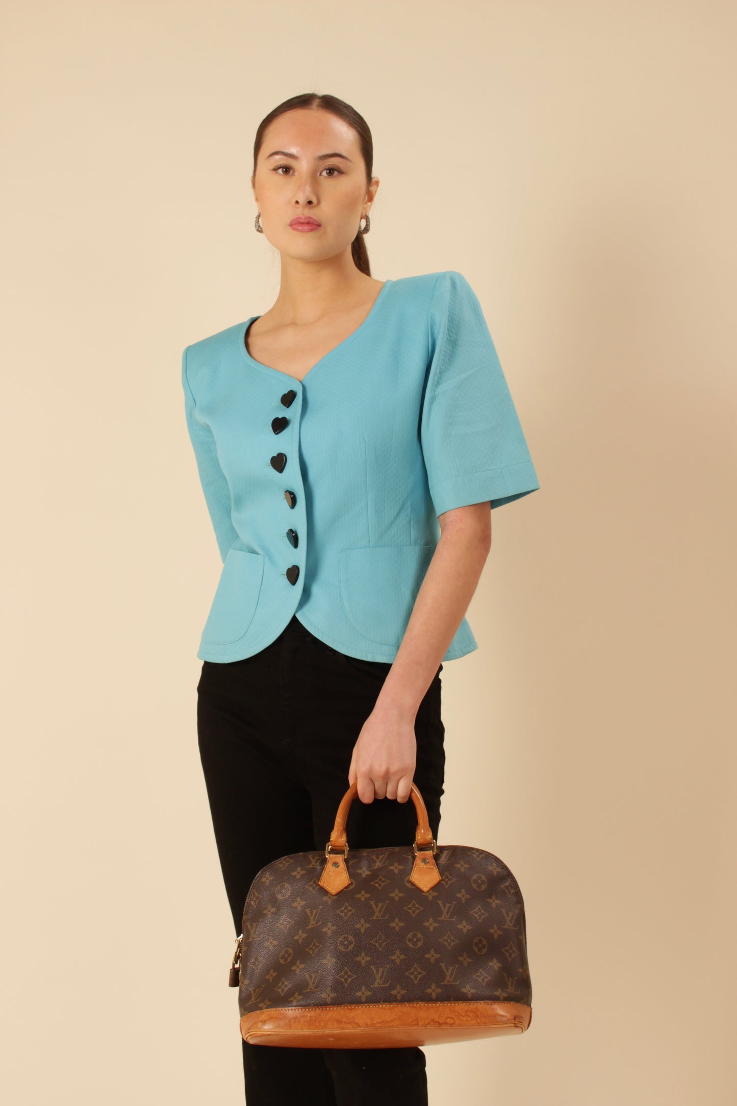 Vintage YSL Blue Buttoned Heart Top