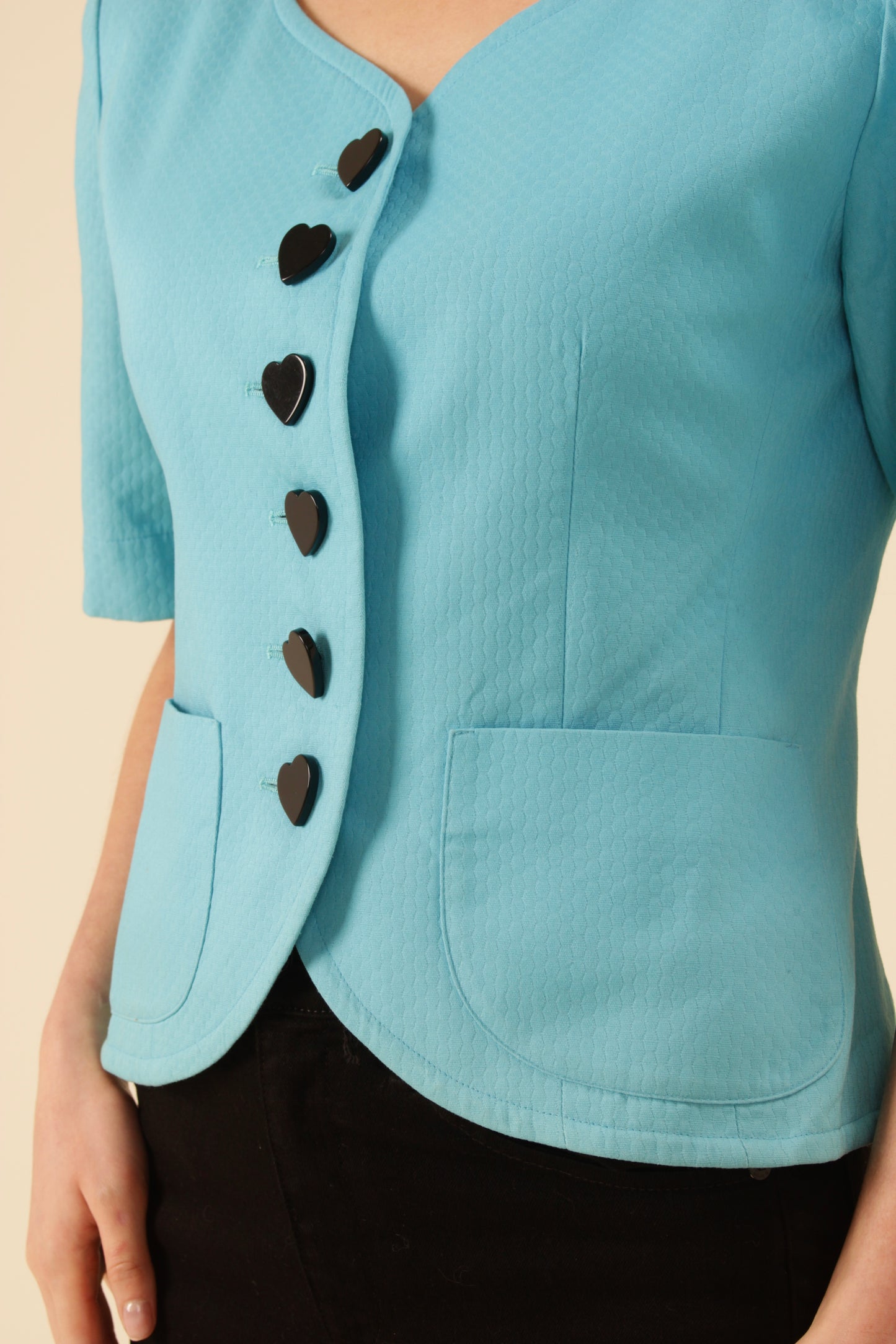 Vintage YSL Blue Buttoned Heart Top