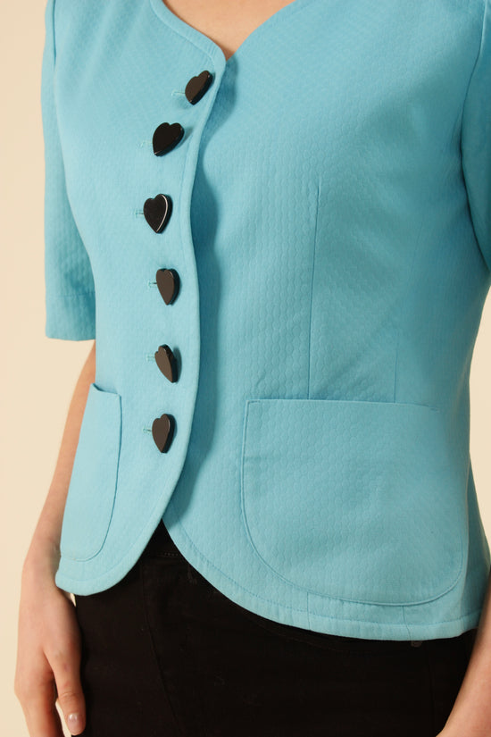 Vintage YSL Blue Buttoned Heart Top