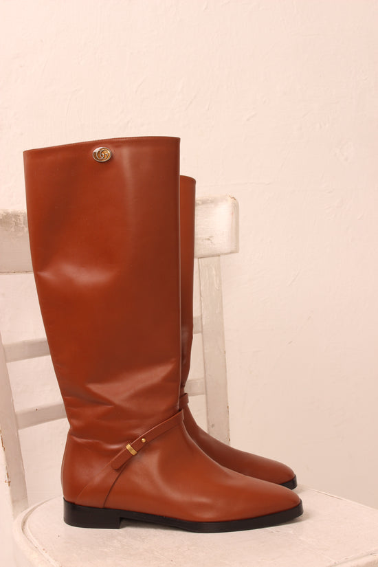 Gucci Tan Leather Riding Boots