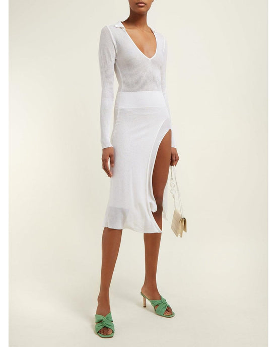 Jacquemus Sheer Side-Slit Knitted Dress