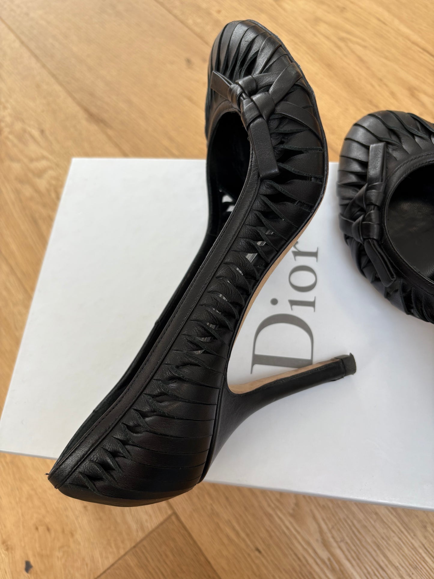 Dior Black Leather Cutout Pumps