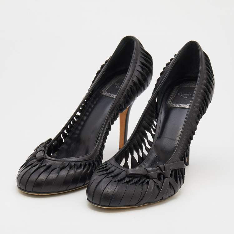 Dior Black Leather Cutout Pumps