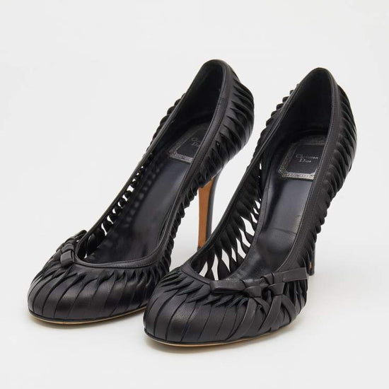 Dior Black Leather Cutout Pumps