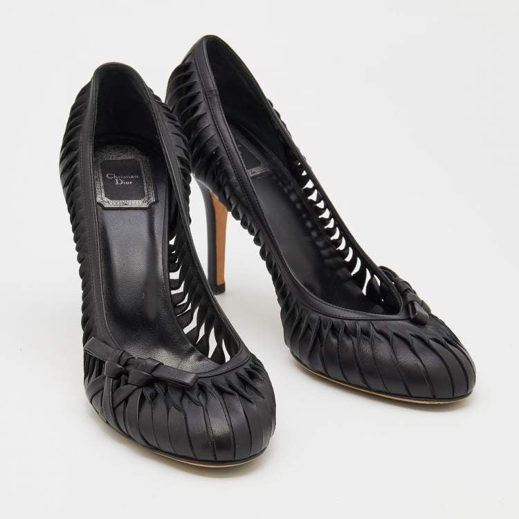 Dior Black Leather Cutout Pumps