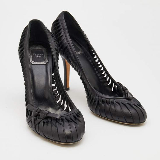 Dior Black Leather Cutout Pumps