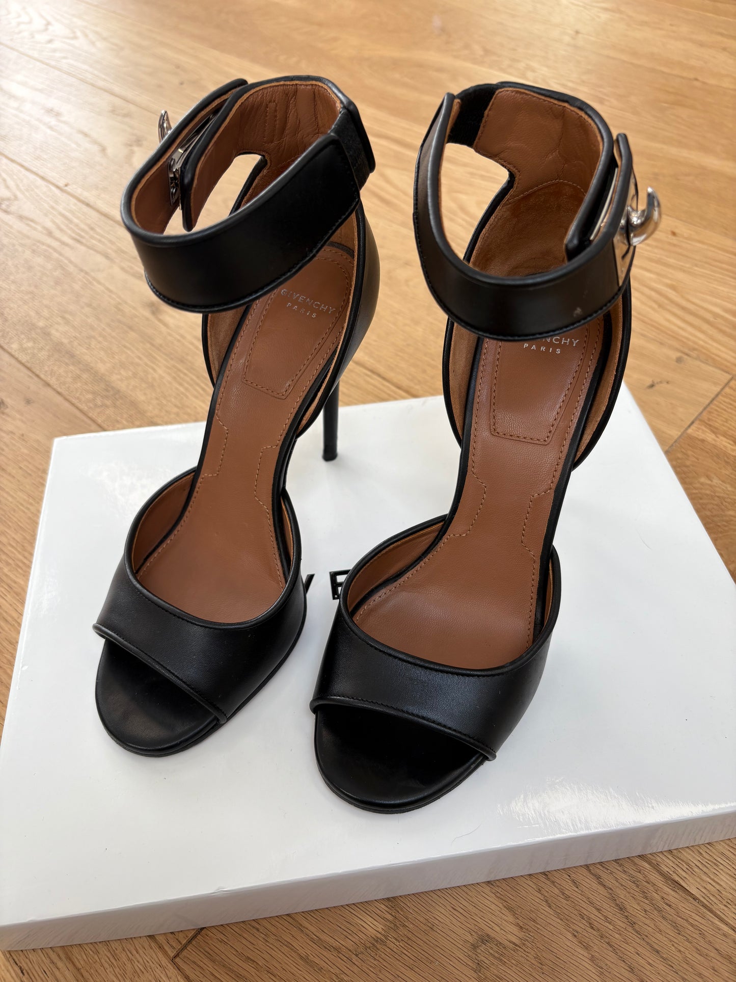 Givenchy Shark Lock Black Leather Heels