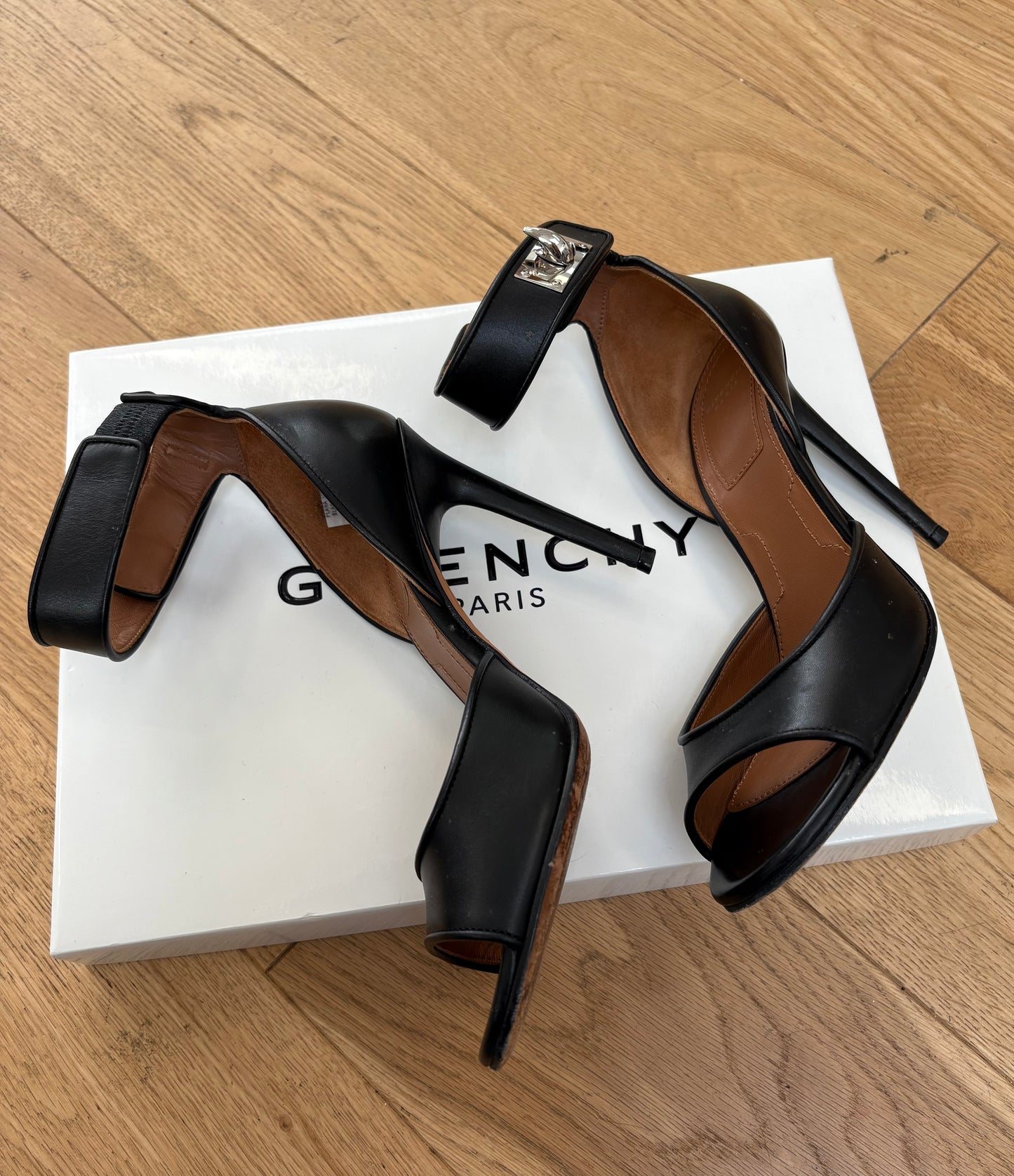 Givenchy Shark Lock Black Leather Heels