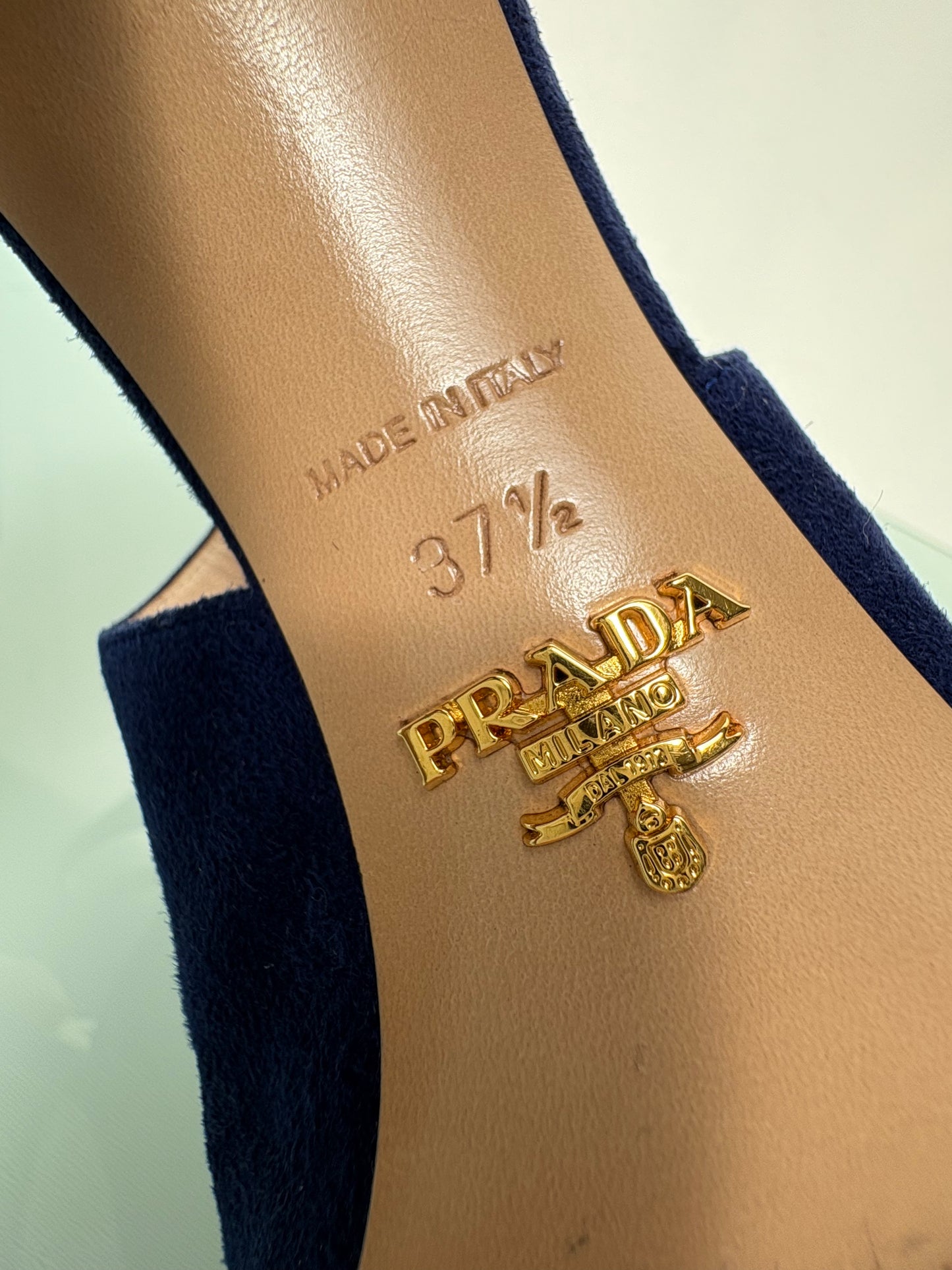 Prada Navy Suede Heels