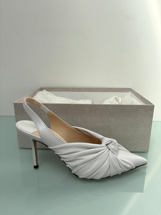 Jimmy Choo Annabell 85 White Nappa Leather Slingbacks