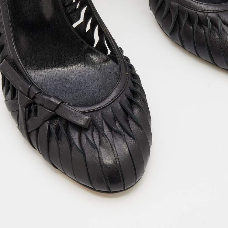 Dior Black Leather Cutout Pumps