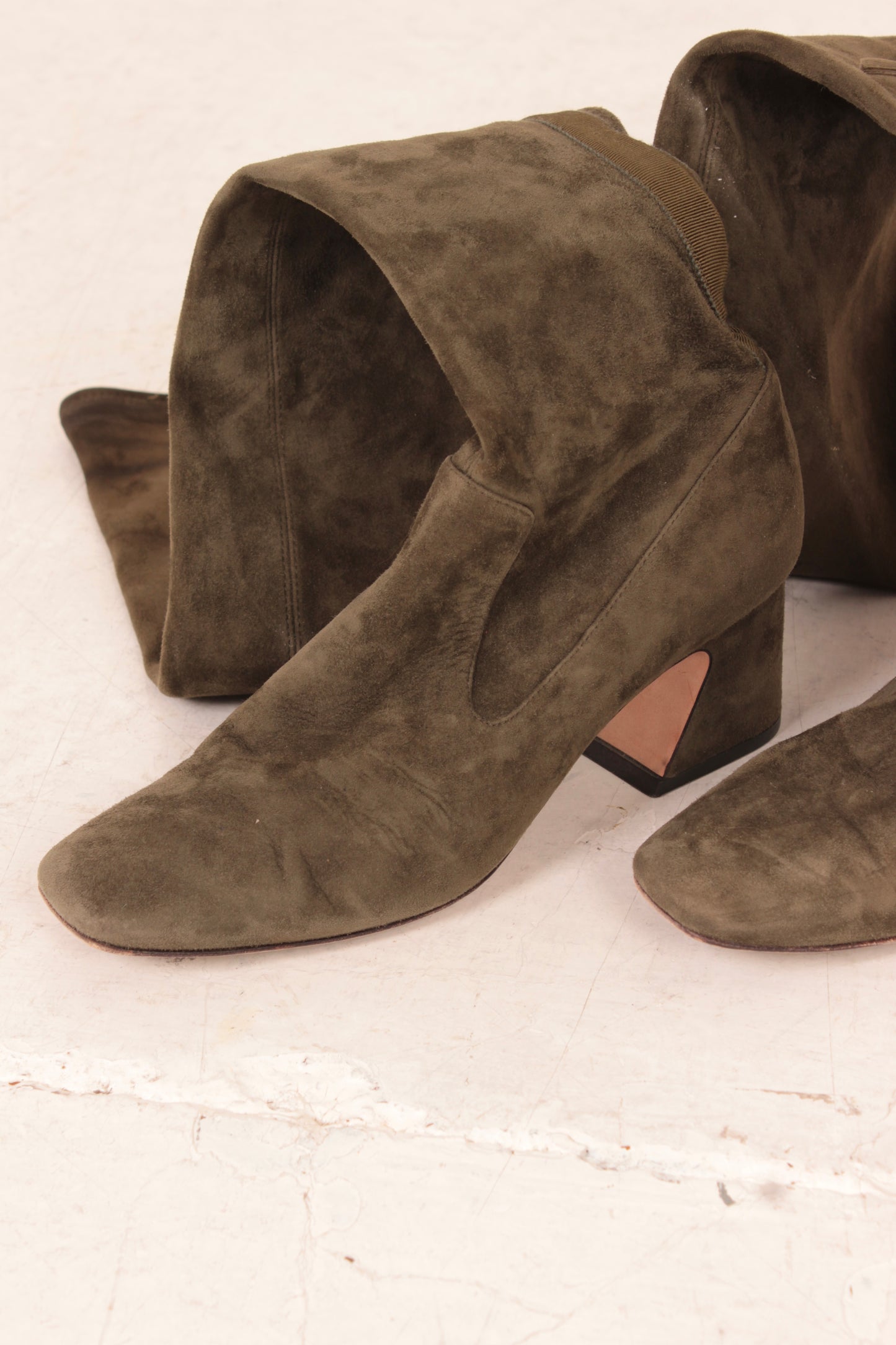 Vintage Alberta Ferretti Over The Knee Green Suede Boots