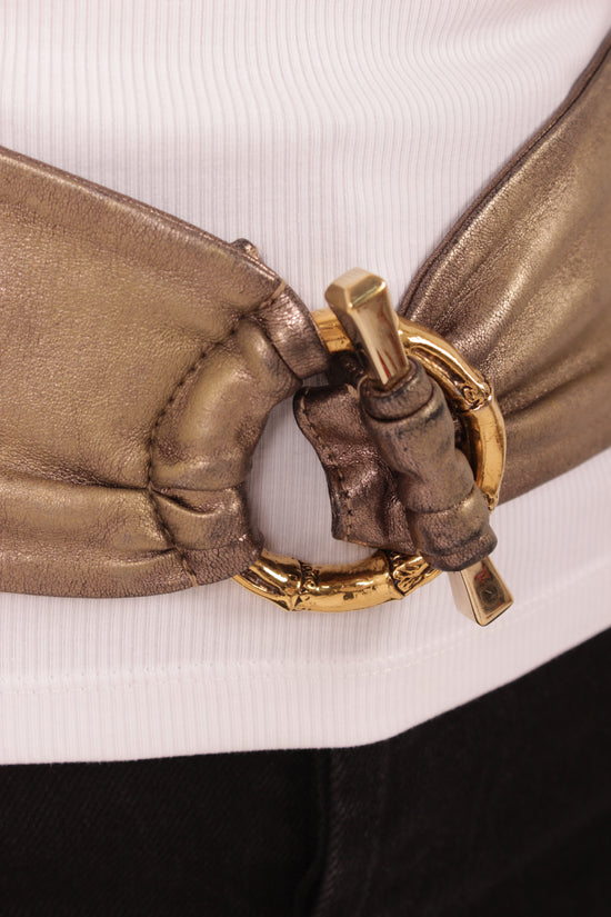 Gucci Bronze Metallic Leather Belt