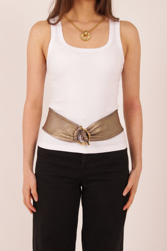 Gucci Bronze Metallic Leather Belt