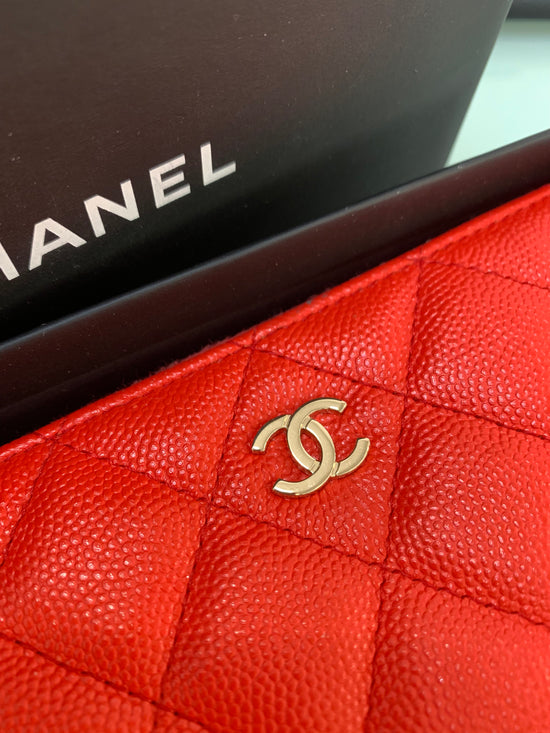 Chanel Red Zip Wallet